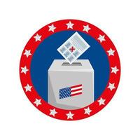 Diseño de vector de caja y papel de voto de Estados Unidos aislado