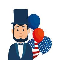 Presidente de Estados Unidos aislado hombre y globos de diseño vectorial vector