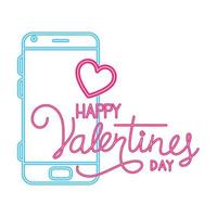 happy valentines day label in neon light vector