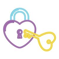 security padlock with heart shaped in neon light vector