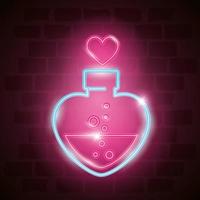 bottle with heart shaped in neon light, valentine day vector