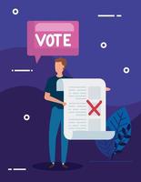 businessman with vote form and speech bubble vector