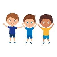 handsome boys standing on white background vector