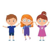 children standing on white background vector