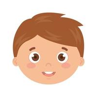 head of boy smiling on white background vector