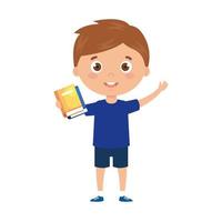 student boy with reading book in the hands vector