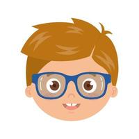 head of boy smiling on white background vector