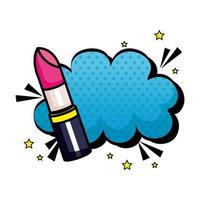 lipstick with cloud pop art style icon vector