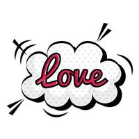 love sign in cloud pop art style icon vector