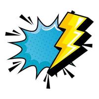 thunderbolt with explosion pop art style icon vector