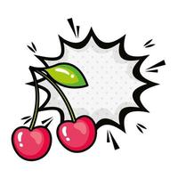 cherries with explosion pop art style icon vector