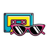 cassette music with sunglasses pop art style icon vector