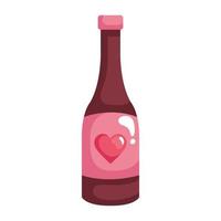 bottle of wine with heart isolated icon vector