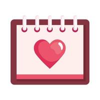 calendario, con, corazón, aislado, icono vector