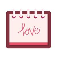 calendar with love lettering in calendar isolated icon vector