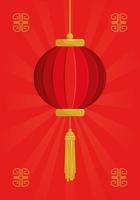 happy new year chinese with lantern hanging vector