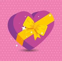 caja de regalo en forma de corazón icono vector