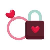 padlock and ring with heart isolated icon vector