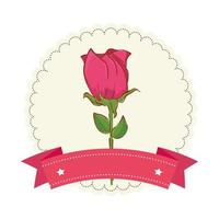 lindo, flor rosa, natural, aislado, icono vector