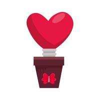 light bulb in shape heart in pot plant vector