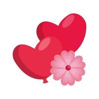 balloon helium in heart shape with flower vector