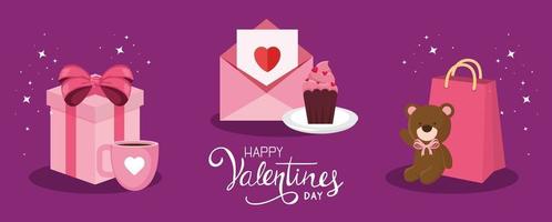 happy valentines day card with decoration vector