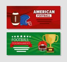 set poster of american football with decoration vector