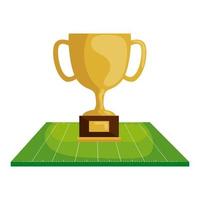 cup trophy in field american football vector