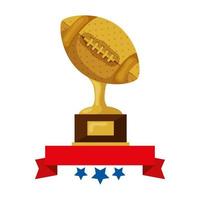 ball american football trophy with ribbon and stars vector