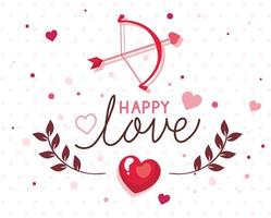 happy valentines day card with arch cupid and decoration vector