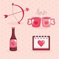 set of icons for happy valentines day vector