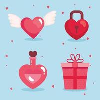 set of icons for happy valentines day vector