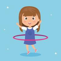 cute little girl playing hula hula isolated icon vector