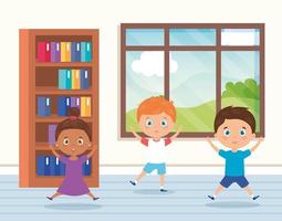 little group of children in classroom vector