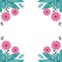 frame of flowers natural with leafs isolated icon vector