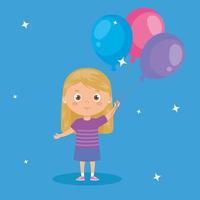 cute little girl with balloons helium vector