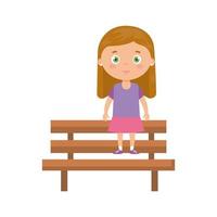 Linda niña en silla de madera icono aislado vector