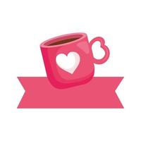 cup coffee with ribbon decoration isolated icon vector