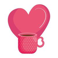 taza de café, con, corazón, aislado, icono vector