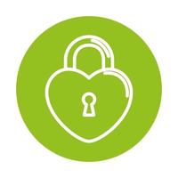 silhouette of security padlock with heart shaped on green background vector