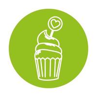 delicious and fresh cupcake in green background vector