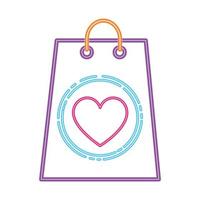 shopping bag in neon light on white background vector