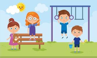 scene of children smiling and playing vector