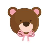 Cara de lindo oso de peluche icono aislado vector