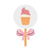 delicioso, cupcake, en, palo, aislado, icono vector