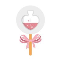 fragrance with heart bottle in stick isolated icon vector