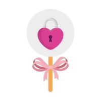 padlock in shape heart in stick isolated icon vector