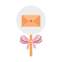 envelope mail with heart in stick vector