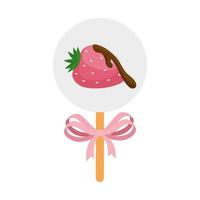 strawberry with chocolate in stick isolated icon vector