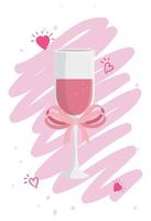 cup champagne with ribbon isolated icon vector